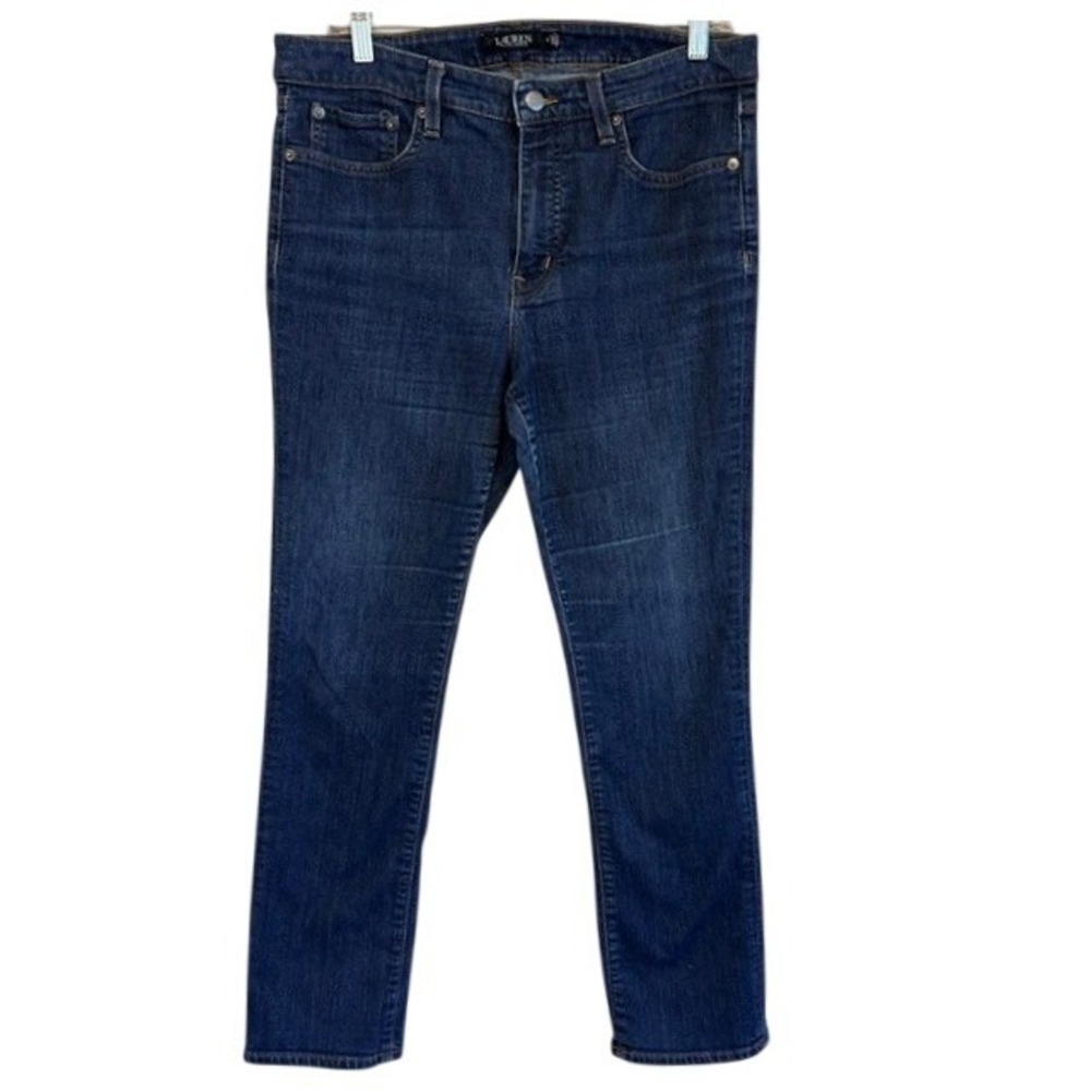 Lauren Ralph Lauren LRL Straight Leg Dark Wash Denim Blue Jeans 12 Stretch